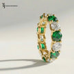Created Emerald & Diamond Full Eternity Ring – 18kt Yellow Gold