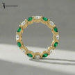 Created Emerald & Diamond Full Eternity Ring – 18kt Yellow Gold