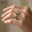 Created Emerald & Diamond Full Eternity Ring – 18kt Yellow Gold