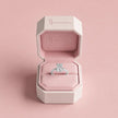 1.5 carat emerald cut lab-grown diamond solitaire engagement ring in 18kt white gold in a TJ Diamond box