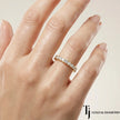 Claw Fish Tail Half Eternity diamond wedding band worn on hand, 18kt yellow gold with round brilliant lab-grown diamonds