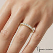 French Pavé Half Eternity diamond wedding band worn on hand, 18kt yellow gold with round brilliant lab-grown diamonds
