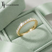 French Pavé Half Eternity diamond wedding band displayed in ring box, 18kt yellow gold with round brilliant lab-grown diamonds