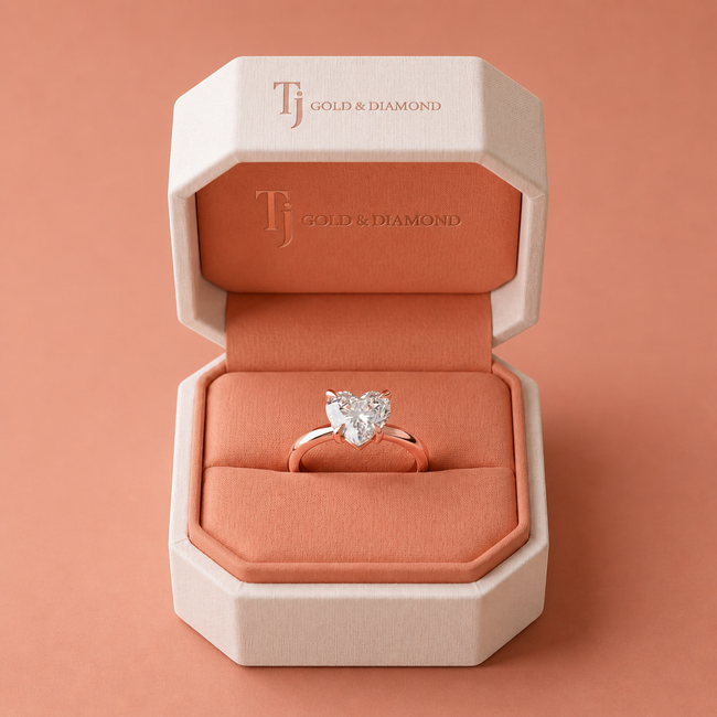 4-Claw Heart Solitaire Diamond Ring - Rose Gold