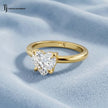 Front view of a 1.5 carat heart cut lab-grown diamond solitaire engagement ring in 18kt yellow gold with a 4-claw setting
