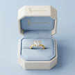 1.5 carat heart cut lab-grown diamond solitaire engagement ring in 18kt yellow gold in a TJ Diamond box