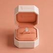 1.5 carat marquise cut lab-grown diamond solitaire engagement ring in 18kt rose gold in a TJ Gold & Diamond box