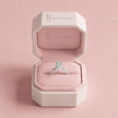 1.5 carat marquise cut lab-grown diamond solitaire engagement ring in 18kt white gold in a TJ Diamond box