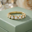 Milgrain Bezel Setting Half Eternity Diamond Wedding Band - 18K Yellow Gold