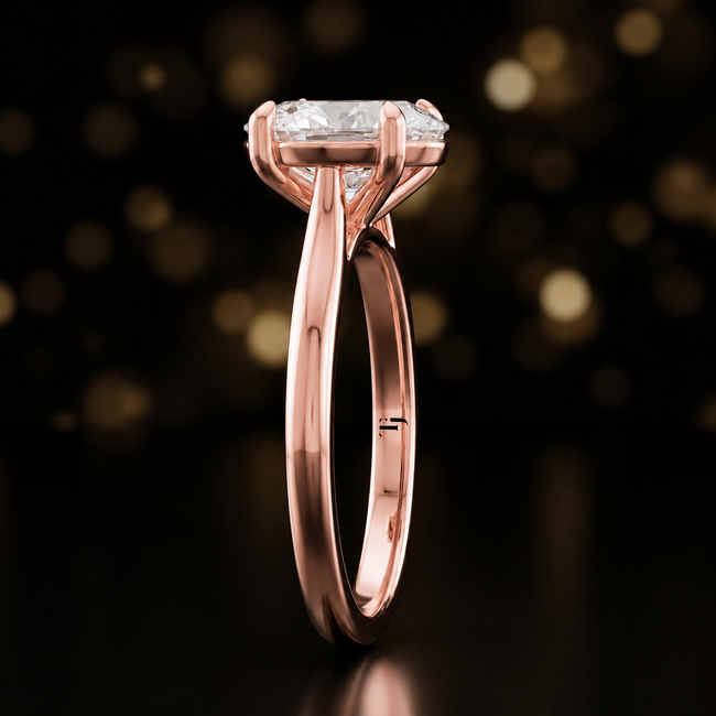 4-Claw Oval Cut Solitaire Diamond Ring - Rose Gold