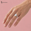 1.5 carat oval cut lab-grown diamond solitaire engagement ring in 18kt white gold worn on hand