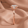 Side profile of a 1.5 carat pear cut 4-claw solitaire engagement ring in 18kt rose gold.