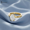 Front view of a 1.5 carat pear cut lab-grown diamond solitaire engagement ring in 18kt yellow gold with a 4-claw setting