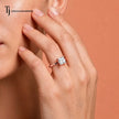 1.5 carat princess cut lab-grown diamond solitaire engagement ring in 18kt rose gold on model