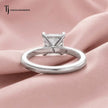 Back view of a 1.5 carat princess cut lab-grown diamond solitaire engagement ring in 18kt white gold