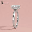 Side profile of a 1.5 carat princess cut 4-claw solitaire engagement ring in 18kt white gold