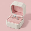 1.5 carat princess cut lab-grown diamond solitaire engagement ring in 18kt white gold in a TJ Diamond box