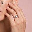 1.5 carat princess cut lab-grown diamond solitaire engagement ring in 18kt white gold on model