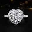 Front view of a heart cut halo lab-grown diamond engagement ring in 18kt white gold.