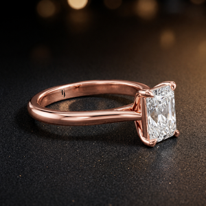 4-Claw Radiant Cut Solitaire Diamond Ring - Rose Gold