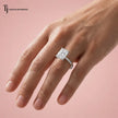 1.5 carat radiant cut lab-grown diamond solitaire engagement ring in 18kt white gold worn on the hand