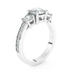 Three-Stone Round Brilliant Diamond Ring with Diamond Shoulders - Platinum