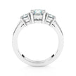 Three-Stone Round Brilliant Diamond Ring with Diamond Shoulders - Platinum