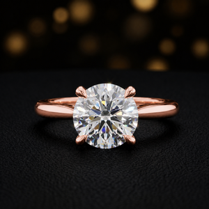 4-Claw Round Cut Solitaire Diamond Ring - Rose Gold