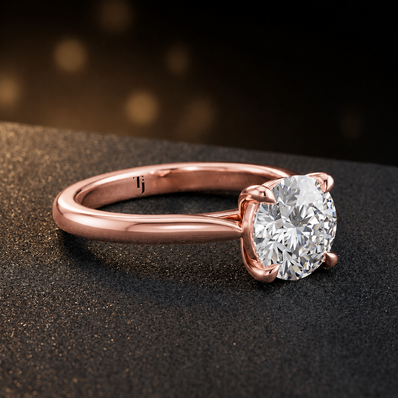 4-Claw Round Cut Solitaire Diamond Ring - Rose Gold