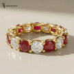 Created Ruby & Diamond Full Eternity Ring – 18kt Yellow Gold