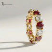 Created Ruby & Diamond Full Eternity Ring – 18kt Yellow Gold
