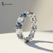 Side View of Created Sapphire & Lab-Grown Diamond Full Eternity Ring in 18kt White Gold