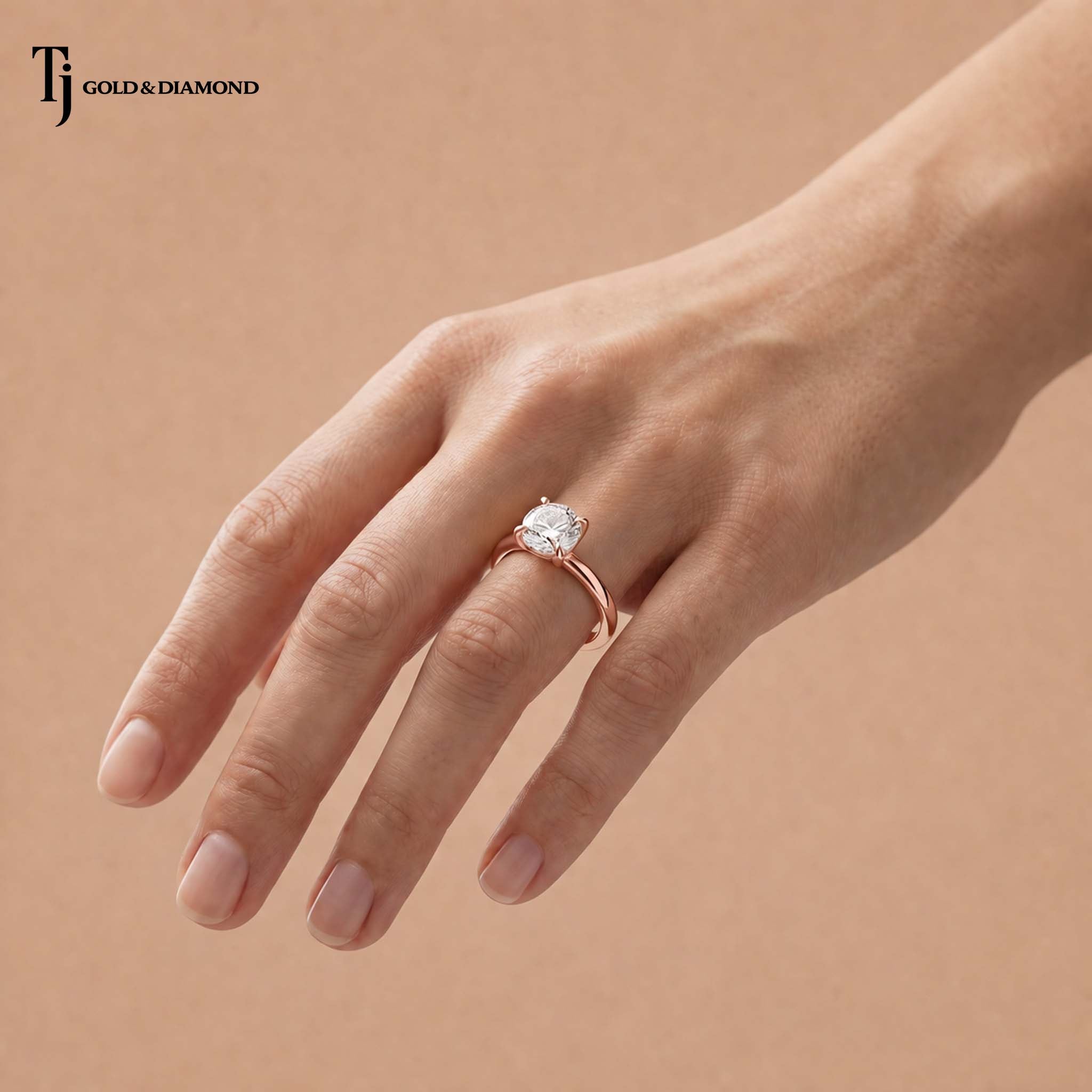 4 Claw Round Brilliant Solitaire Ring - Rose Gold