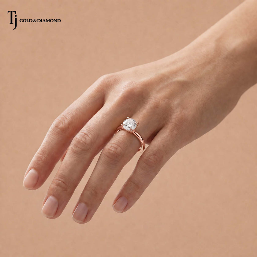 4 Claw Round Brilliant Solitaire Ring - Rose Gold