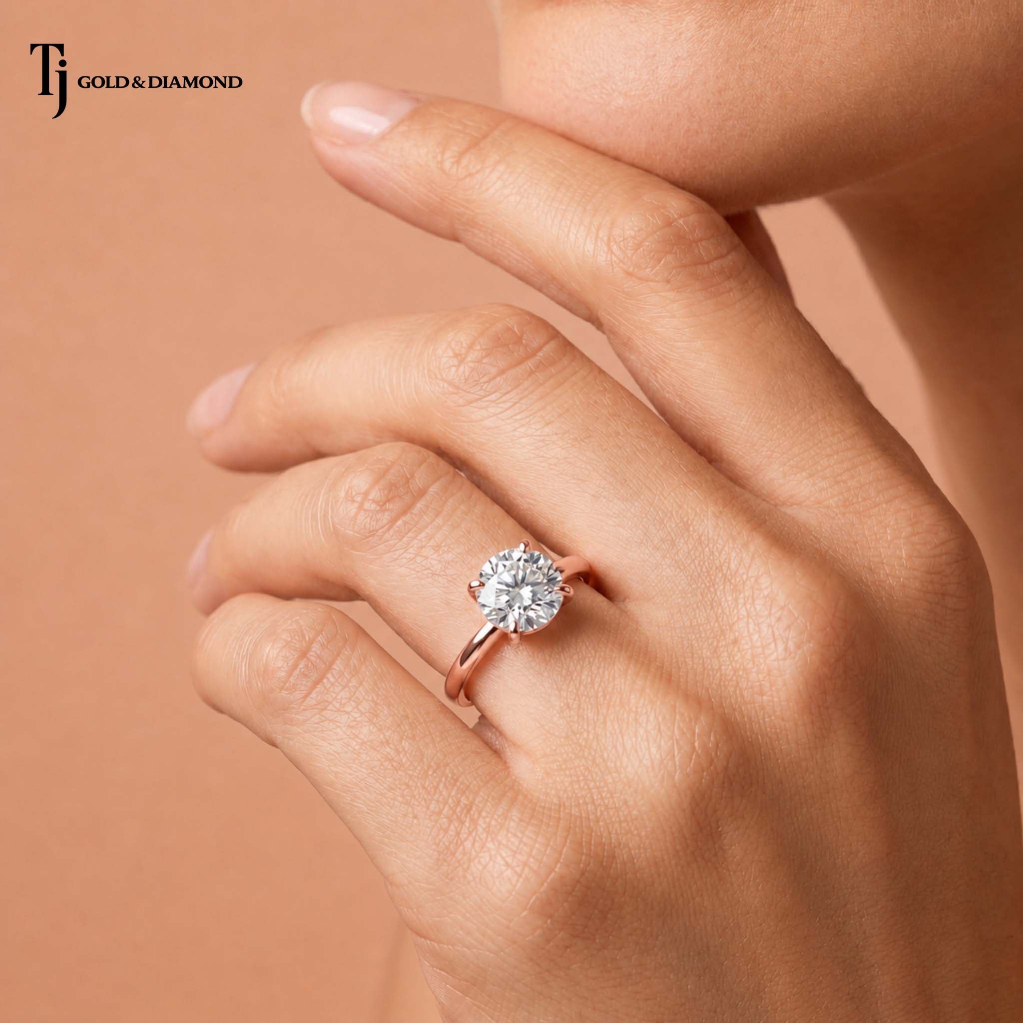 4 Claw Round Brilliant Solitaire Ring - Rose Gold