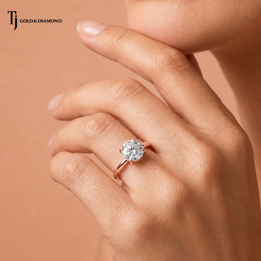4 Claw Round Brilliant Solitaire Ring - Rose Gold
