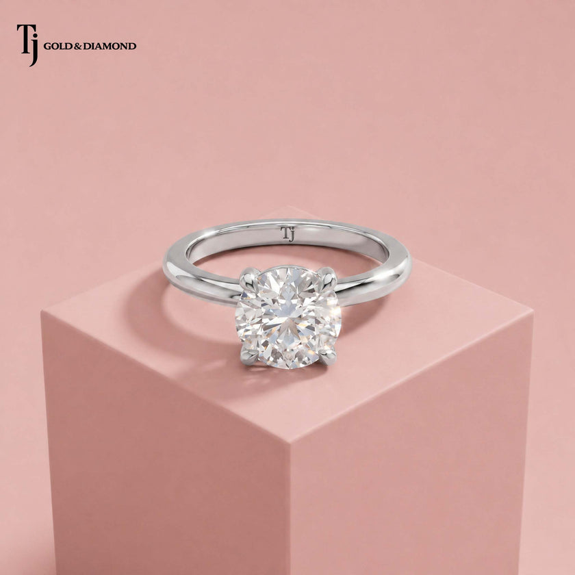 4 Claw Round Brilliant Solitaire Ring - Platinum