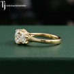 Three-Stone Round Brilliant Diamond Ring with Diamond Shoulders - Yellow Gold