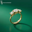 Three-Stone Round Brilliant Diamond Ring with Diamond Shoulders - Yellow Gold