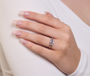 Three-Stone Emerald Cut Diamond Ring with Diamond Shoulders - Platinum