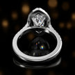 Rear view of a marquise cut halo lab-grown diamond engagement ring in 18kt white gold.