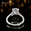 Back view of a pear cut split shank lab-grown diamond engagement ring in 18kt white gold.