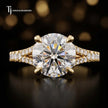 Round Cut Split Shank Diamond Engagement Ring - 18kt Yellow Gold
