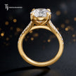 Round Cut Split Shank Diamond Engagement Ring - 18kt Yellow Gold
