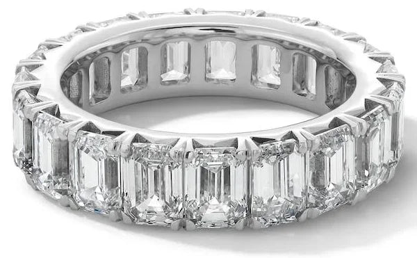 Emerald Cut Full Eternity Diamond Wedding Band - Platinum