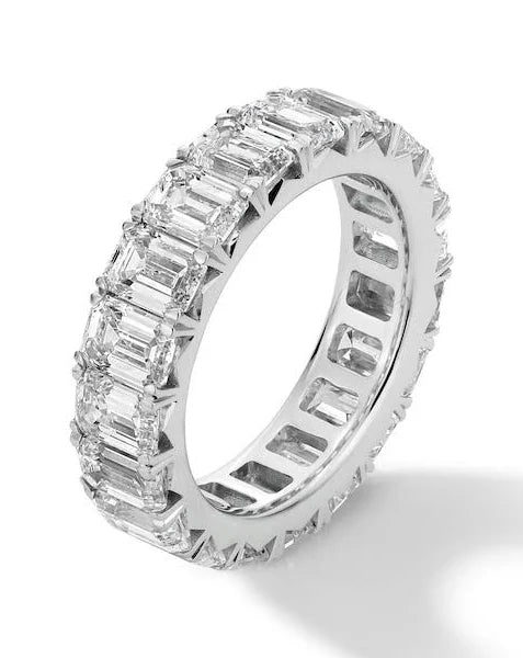 Emerald Cut Full Eternity Diamond Wedding Band - Platinum