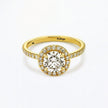 Halo Round Brilliant Ring with pave - Yellow Gold