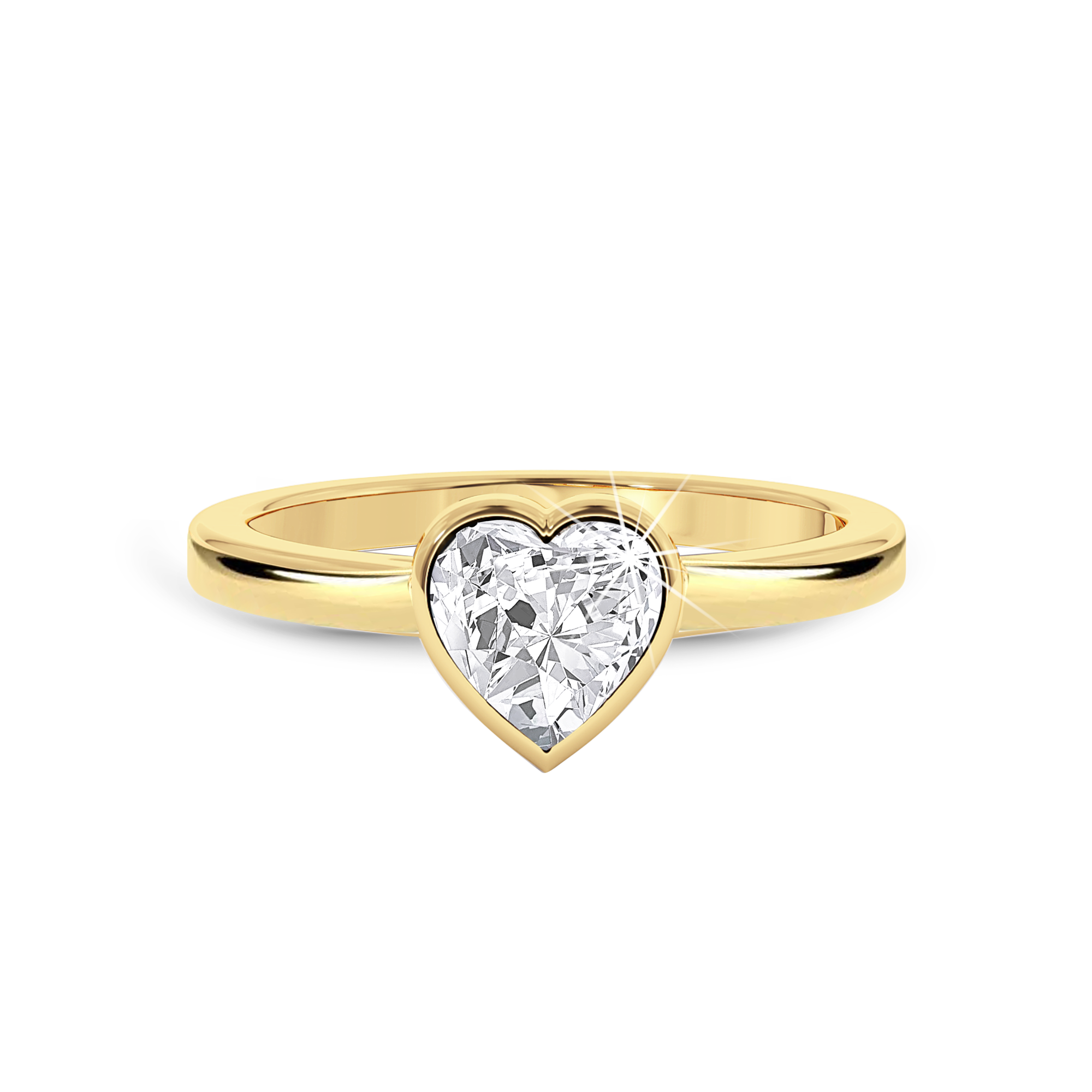 Bezel Set heart Cut Diamond Ring - Yellow Gold - Bodega