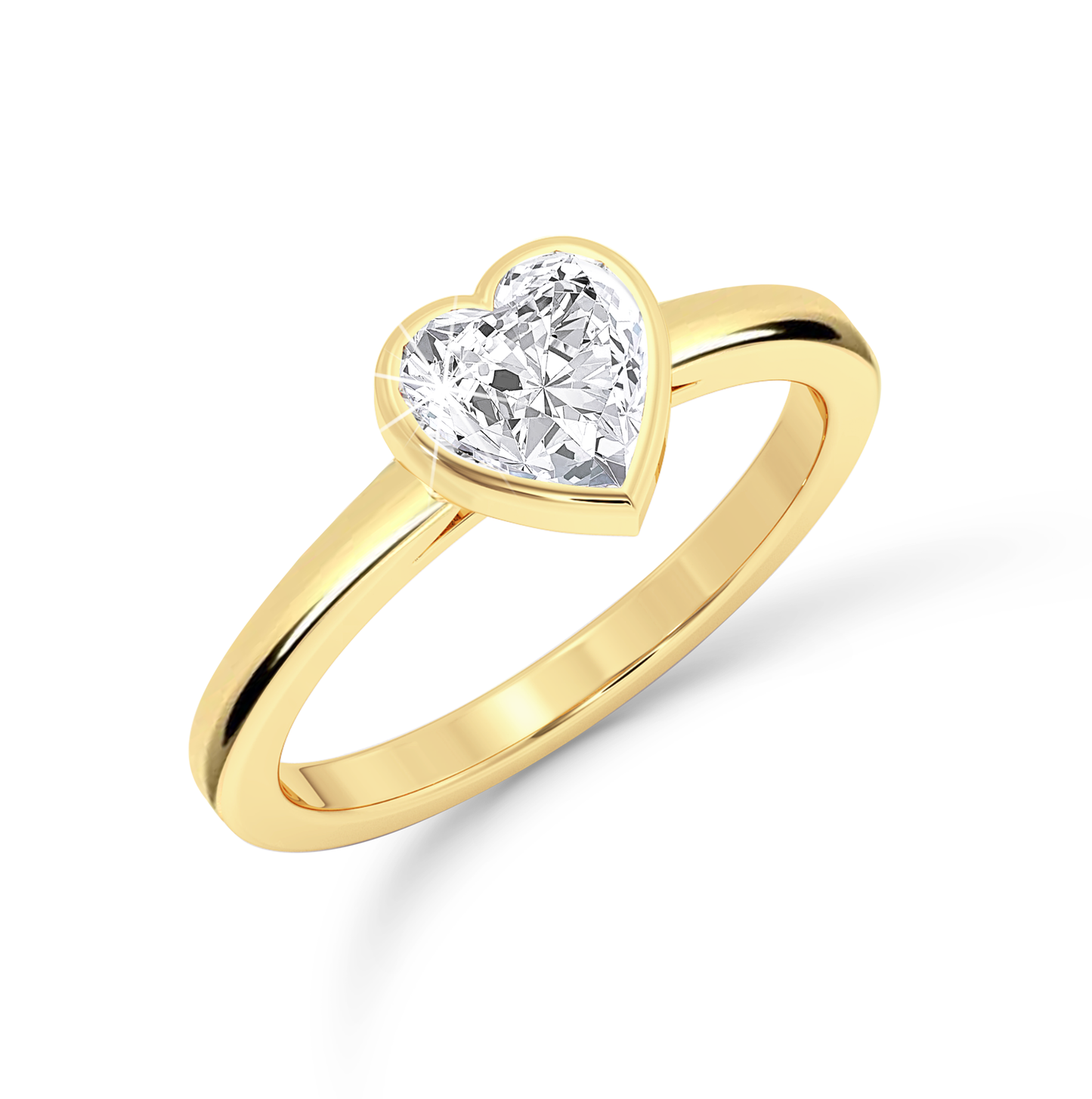 Bezel Set heart Cut Diamond Ring - Yellow Gold - Bodega