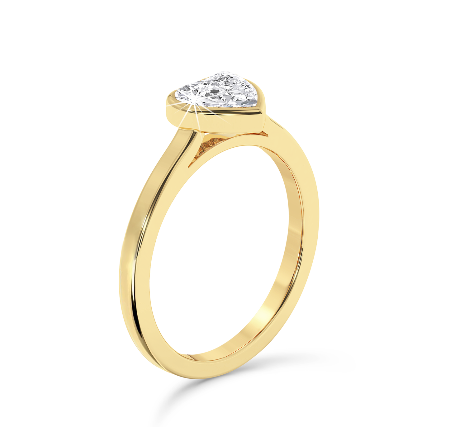 Bezel Set heart Cut Diamond Ring - Yellow Gold - Bodega